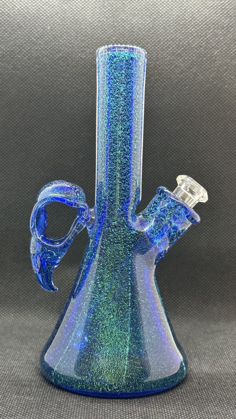 Justin Freeman Bird Skull Mini Tube Blue Dichroic 10mm - Image 4
