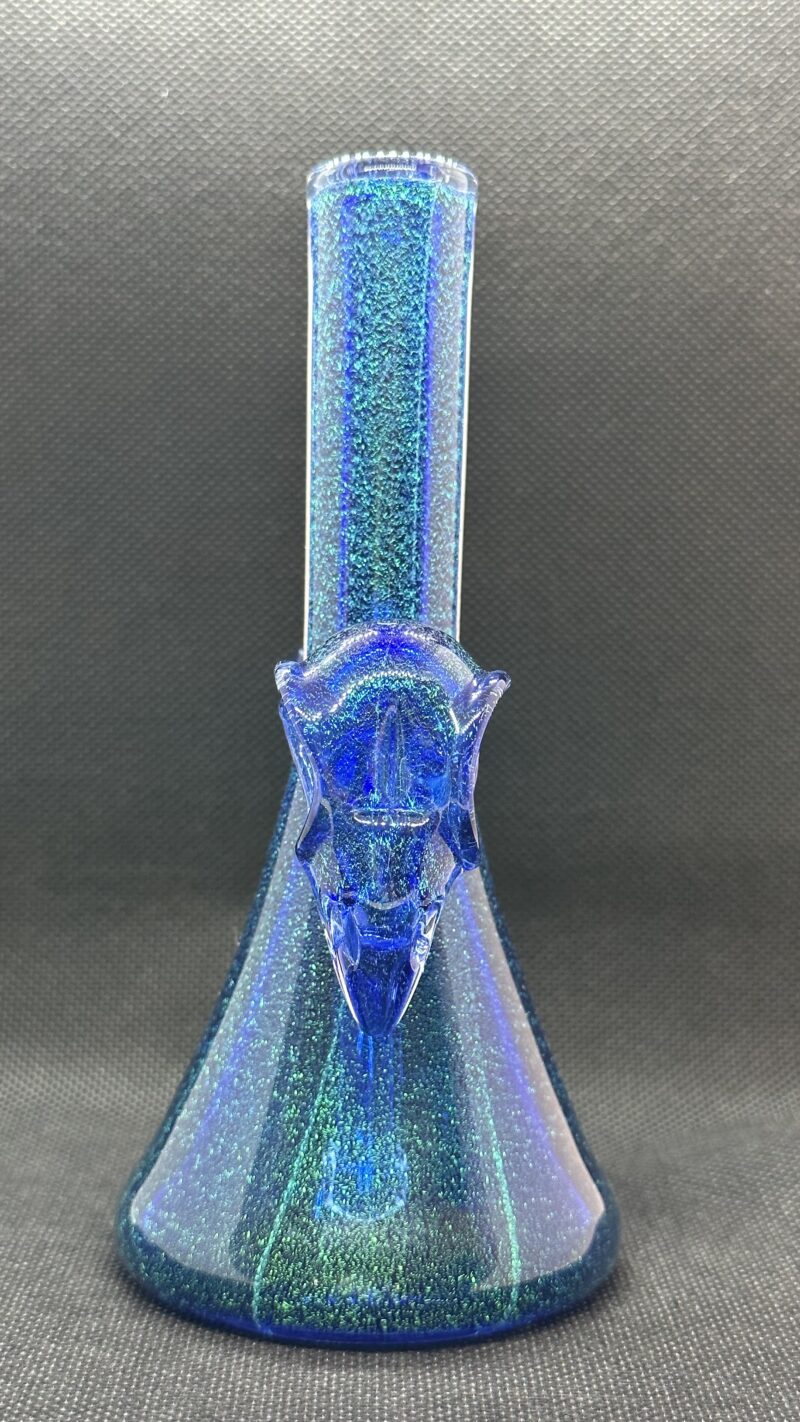 Justin Freeman Bird Skull Mini Tube Blue Dichroic 10mm - Image 6