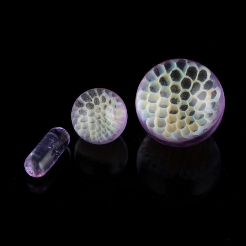 Glass Art Marble Terp Set Honeycomb Set Marbles Hand made Purple, Blue, Dark Blue