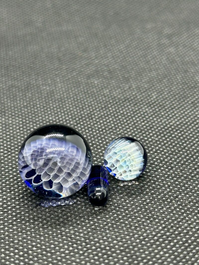 Glass Art Marble Terp Set Honeycomb Set Marbles Hand made Purple, Blue, Dark Blue - Image 2