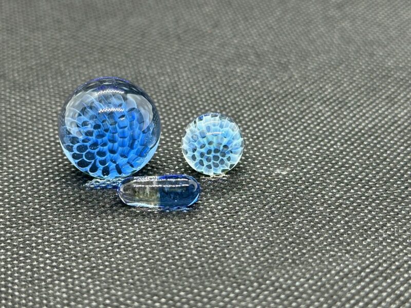 Glass Art Marble Terp Set Honeycomb Set Marbles Hand made Purple, Blue, Dark Blue - Image 8