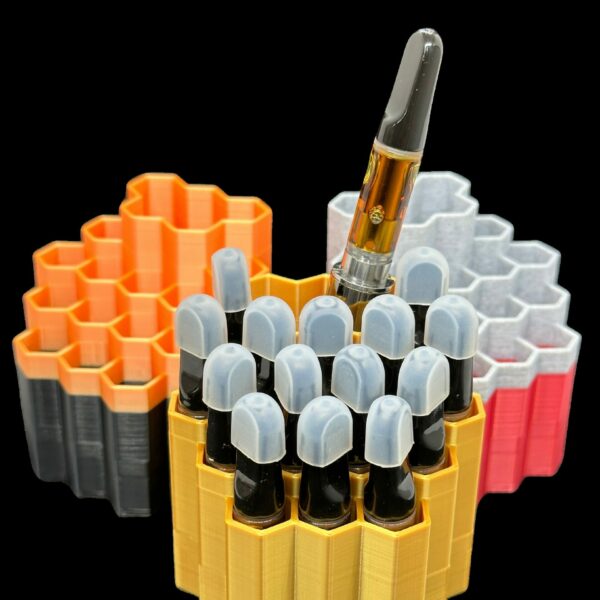 Custom Honeycomb 510 Cartridge and Battery Holder - Custom Single and Dual Color Options Hold 14 Cartridges and Battery