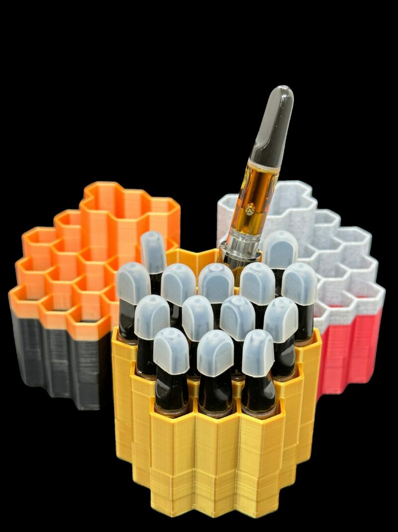 Custom Honeycomb 510 Cartridge and Battery Holder - Custom Single and Dual Color Options Hold 14 Cartridges and Battery