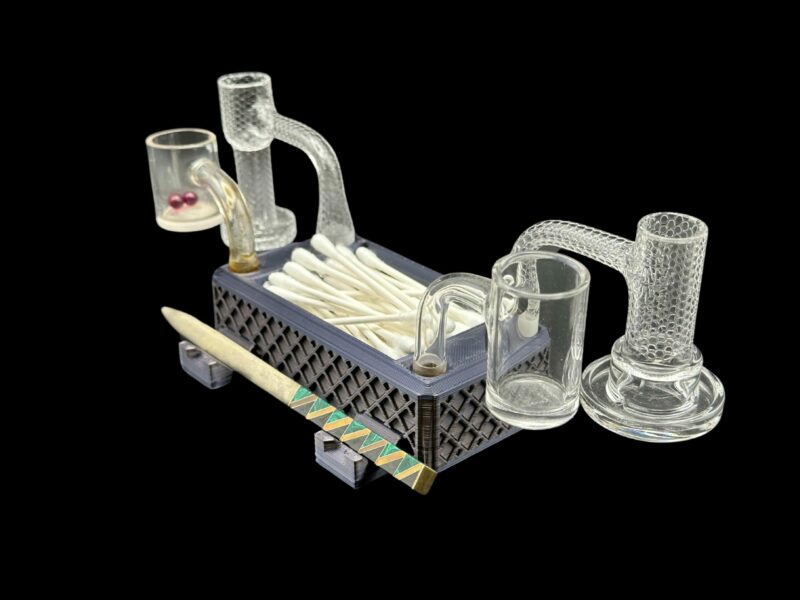 Banger-Bowl Station Organizer for 14mm & 10mm Bangers –Custom Dab Tool Holder with Cotton Swab Storage Dabbing Accessory Stand  Clean Setup - Image 2