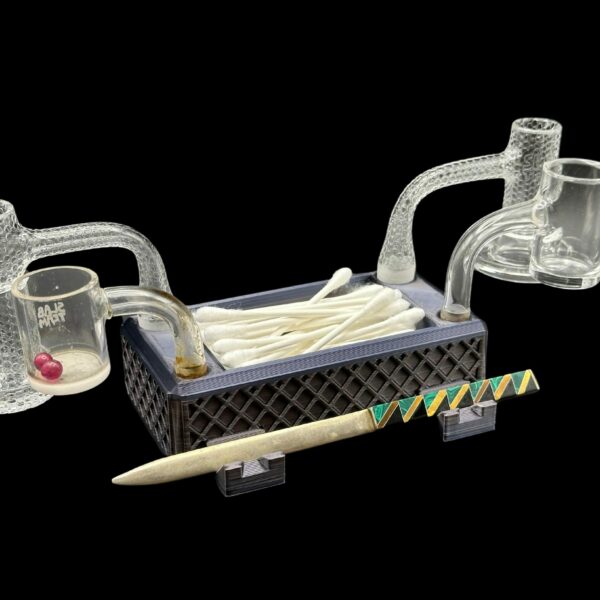 Banger-Bowl Station Organizer for 14mm & 10mm Bangers –Custom Dab Tool Holder with Cotton Swab Storage Dabbing Accessory Stand  Clean Setup